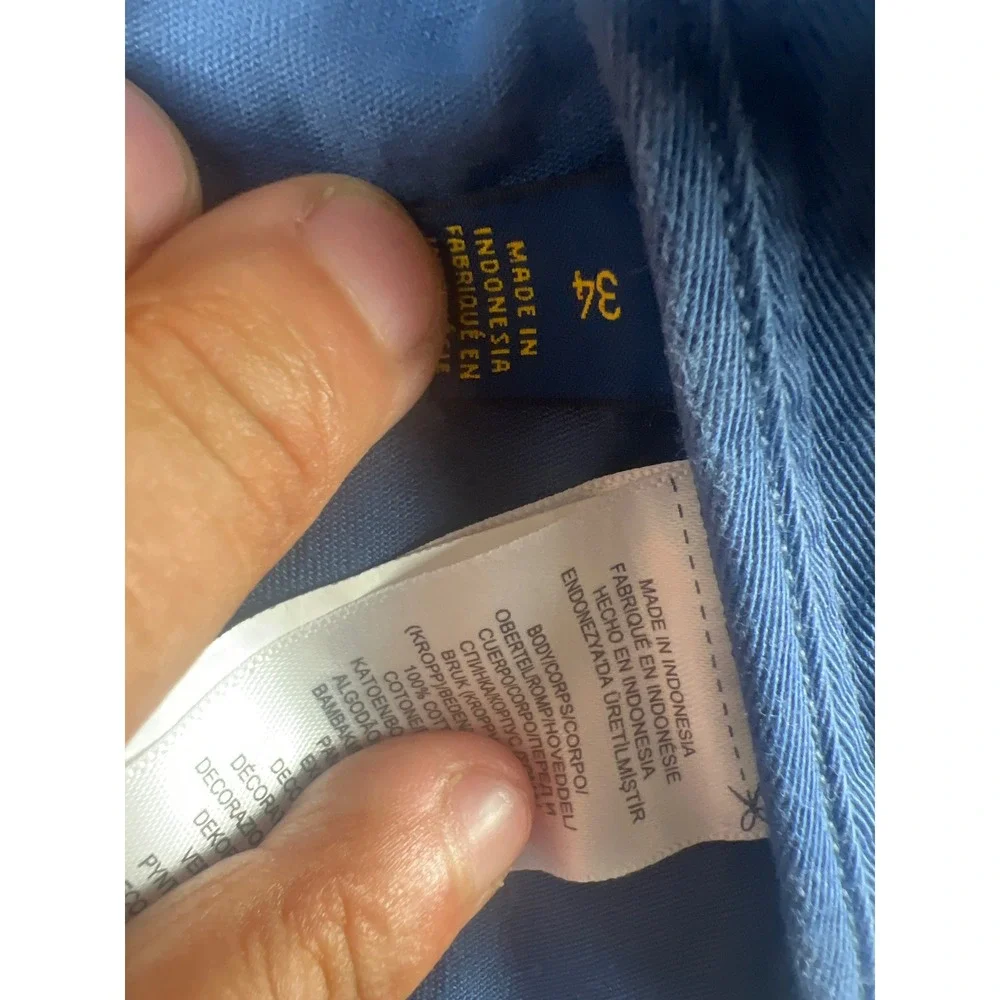 Polo Ralph Lauren Mens Blue Cargo Shorts Classic Polo Chino Size 34 Twill Cotton